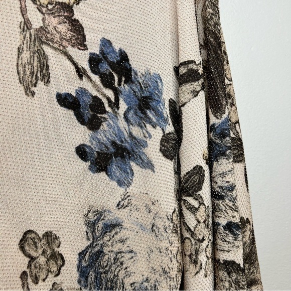 BKE metallic wrap floral kimono style Top short sleeve Sz L Boho Flowy Romantic - Picture 9 of 12
